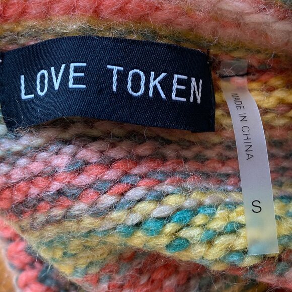 Love Token Holly Space Dye Turtleneck Sweater Sz S Multicolor Coastal Winter - Picture 10 of 13